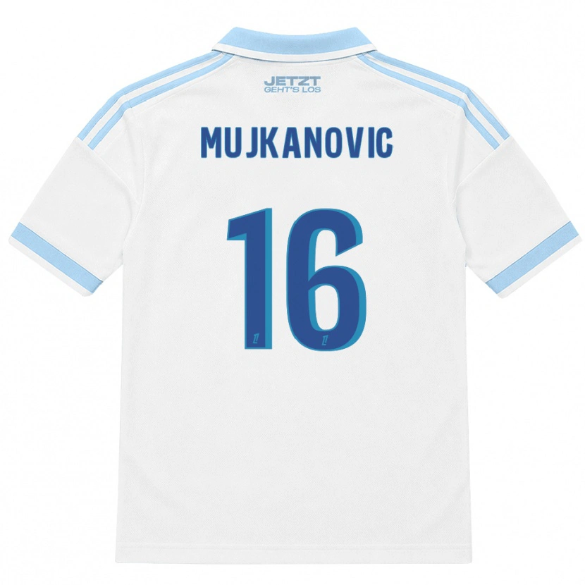 Danxen Niño Camiseta Edin Mujkanovic #16 Azul Cielo Claro Blanco Rojo 2ª Equipación 2026/27 La Camisa México