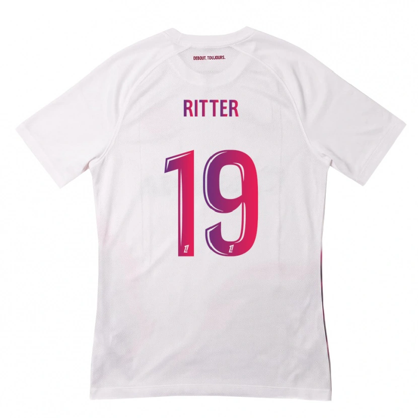 Danxen Niño Camiseta Morgane Ritter #19 Blanco Rosa Morado 2ª Equipación 2026/27 La Camisa México