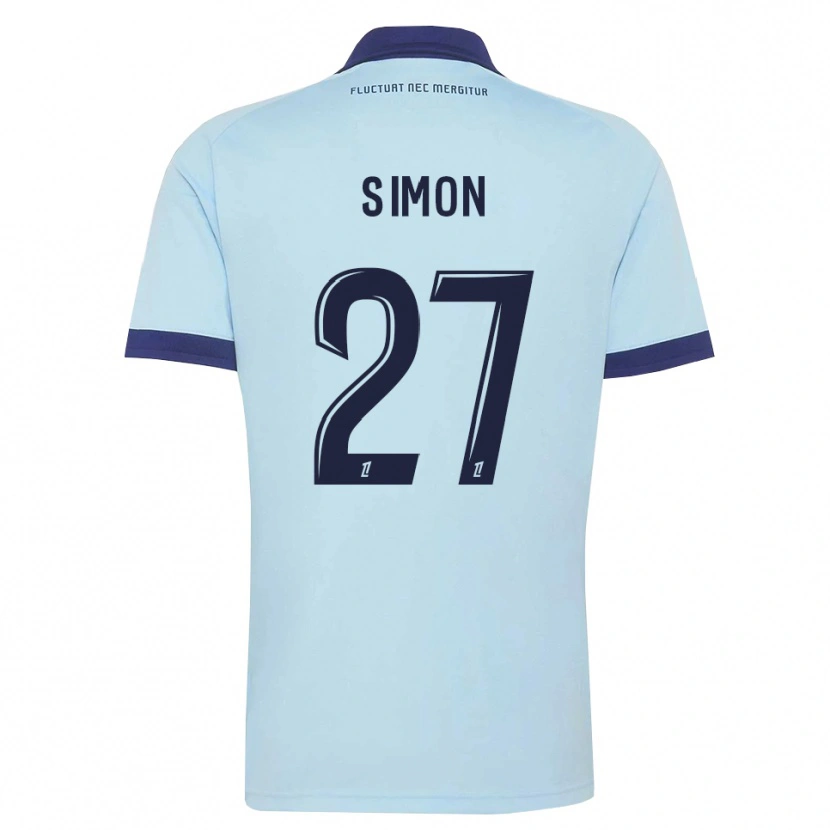 Danxen Niño Camiseta Moses Simon #27 Azul Aciano Negro 2ª Equipación 2026/27 La Camisa México