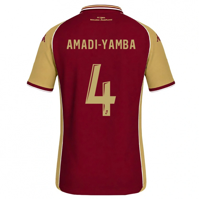 Danxen Hombre Camiseta Nelson Amadi-Yamba #4 Dorado Rojo Oscuro 1ª Equipación 2026/27 La Camisa México