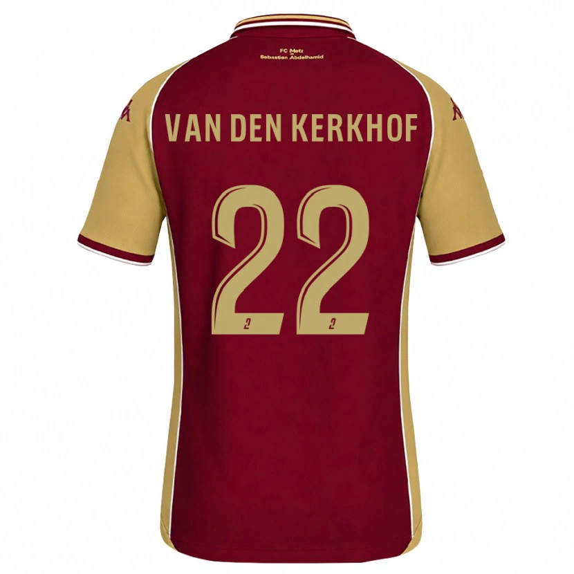 Danxen Hombre Camiseta Kevin Van Den Kerkhof #22 Dorado Rojo Oscuro 1ª Equipación 2026/27 La Camisa México