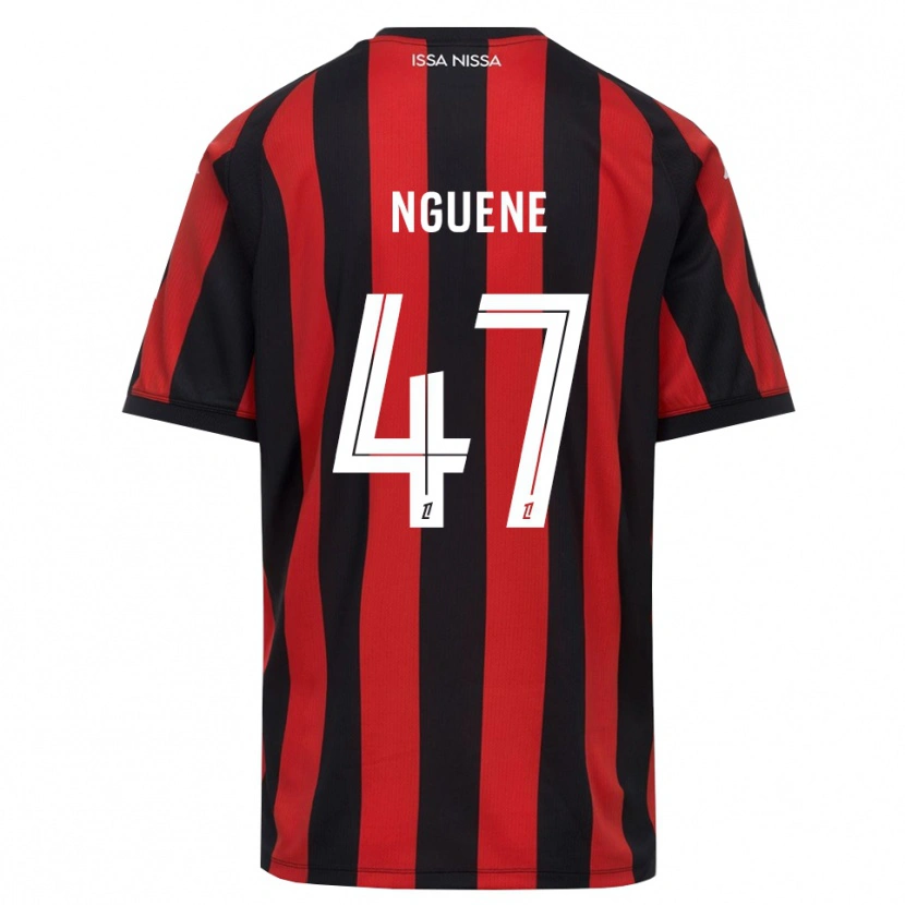 Danxen Hombre Camiseta Bernard Nguene #47 Rojo Negro Blanco 1ª Equipación 2026/27 La Camisa México