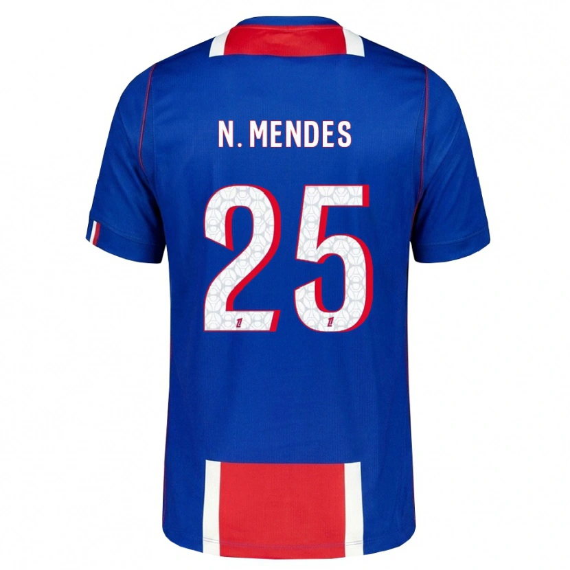 Danxen Hombre Camiseta Nuno Mendes #25 Rojo Blanco Azul 1ª Equipación 2026/27 La Camisa México