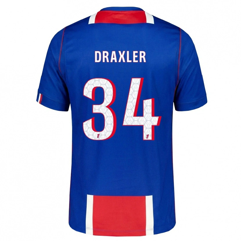 Danxen Hombre Camiseta Julian Draxler #34 Rojo Blanco Azul 1ª Equipación 2026/27 La Camisa México