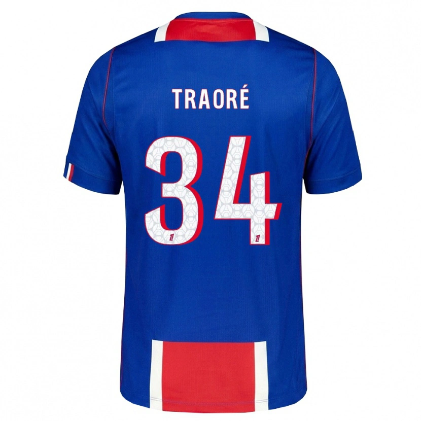 Danxen Hombre Camiseta Naolia Traoré #34 Rojo Blanco Azul 1ª Equipación 2026/27 La Camisa México