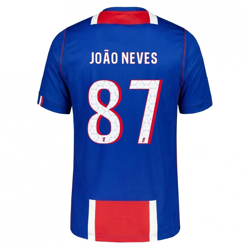 Danxen Hombre Camiseta João Neves #87 Rojo Blanco Azul 1ª Equipación 2026/27 La Camisa México
