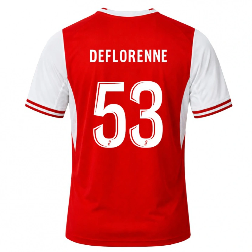 Danxen Hombre Camiseta Théo Deflorenne #53 Rojo Blanco 1ª Equipación 2026/27 La Camisa México