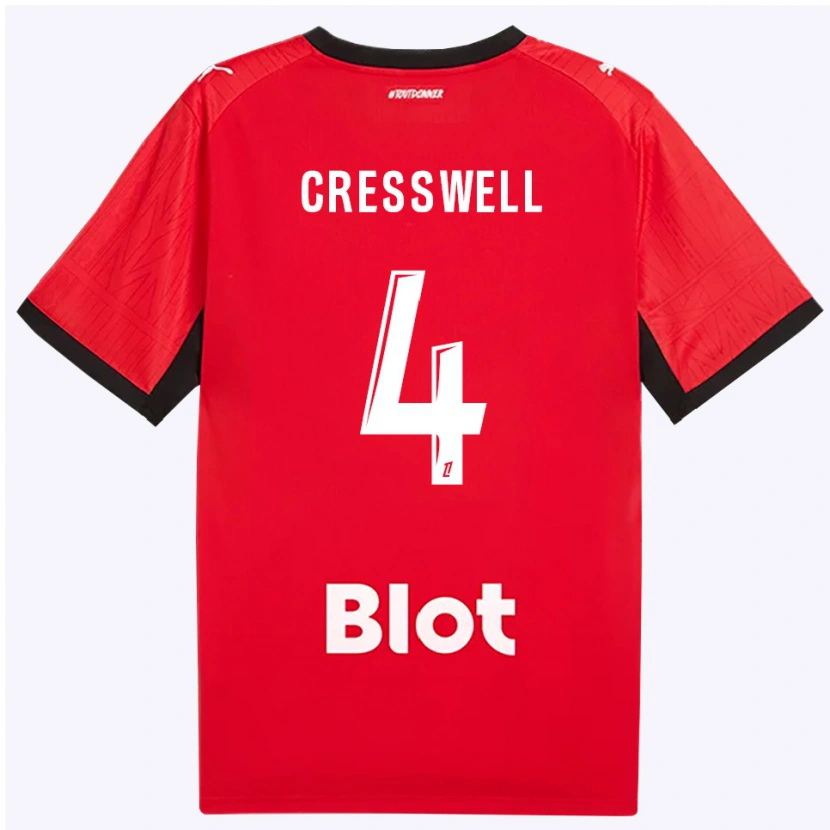 Danxen Hombre Camiseta Charlie Cresswell #4 Rojo Negro Blanco 1ª Equipación 2026/27 La Camisa México
