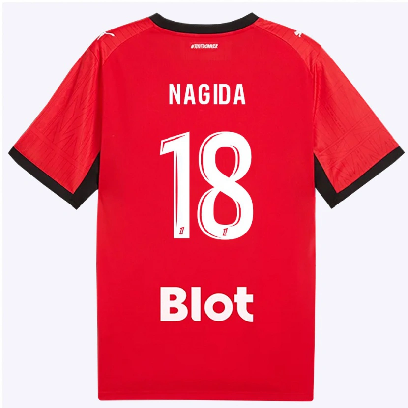 Danxen Hombre Camiseta Mahamadou Nagida #18 Rojo Negro Blanco 1ª Equipación 2026/27 La Camisa México