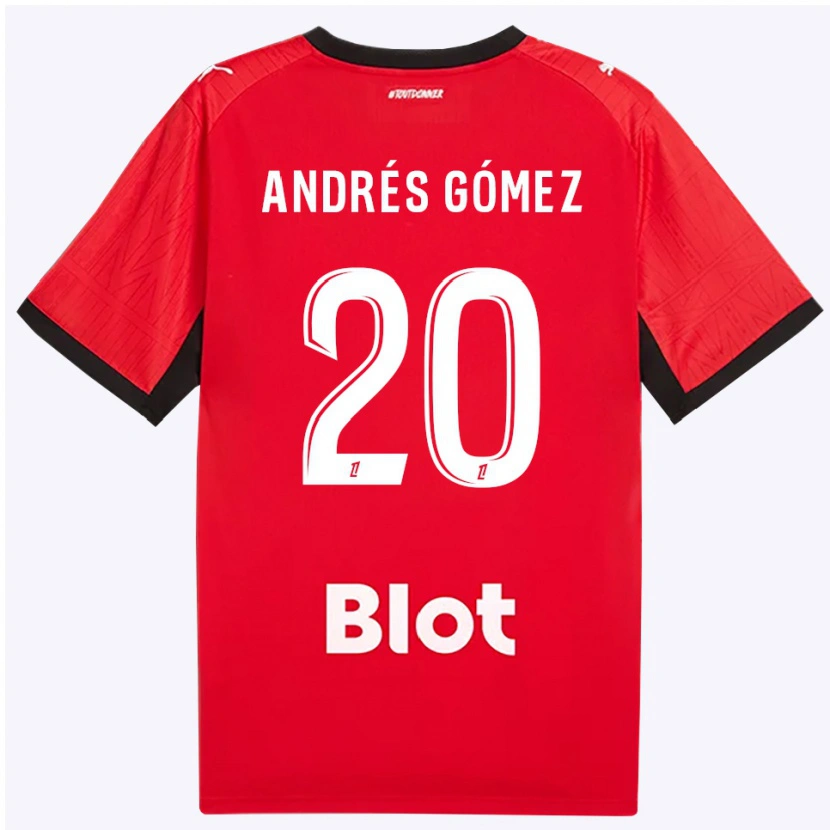 Danxen Hombre Camiseta Carlos Andrés Gómez #20 Rojo Negro Blanco 1ª Equipación 2026/27 La Camisa México