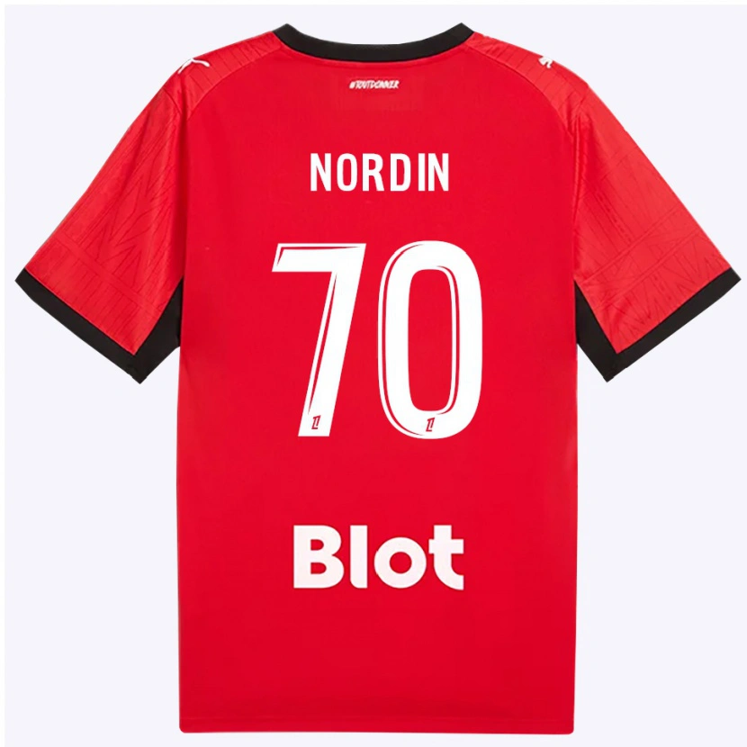 Danxen Hombre Camiseta Arnaud Nordin #70 Rojo Negro Blanco 1ª Equipación 2026/27 La Camisa México
