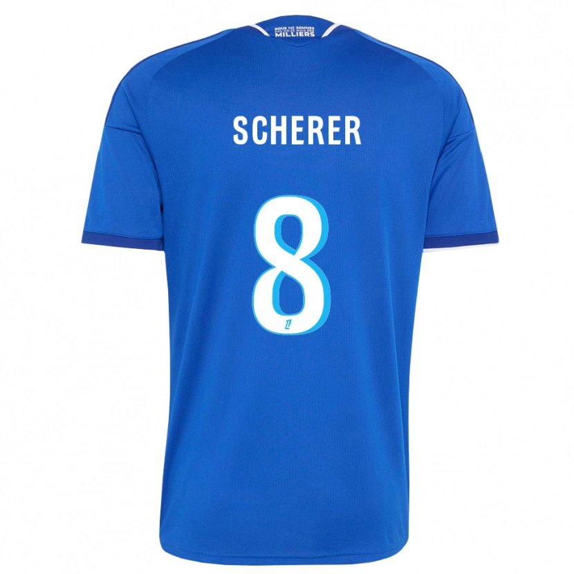 Danxen Hombre Camiseta Louis Scherer #8 Azul Real Blanco 1ª Equipación 2026/27 La Camisa México