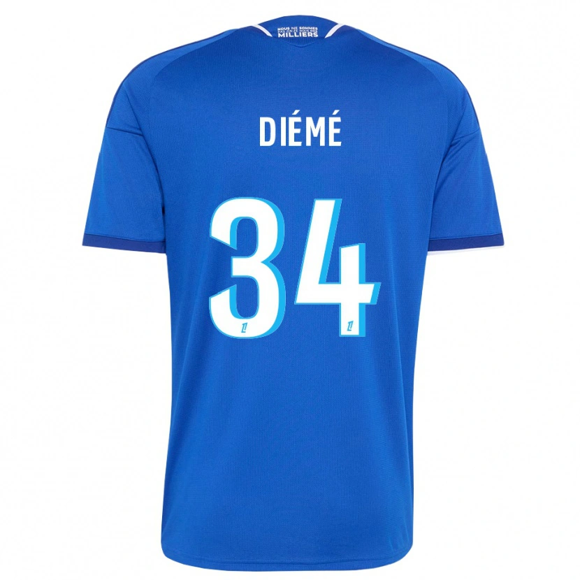 Danxen Hombre Camiseta Yaya Diémé #34 Azul Real Blanco 1ª Equipación 2026/27 La Camisa México
