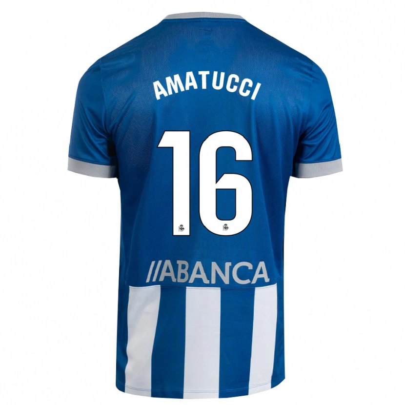 Danxen Hombre Camiseta Lorenzo Amatucci #16 Azul Gris Blanco 1ª Equipación 2026/27 La Camisa México