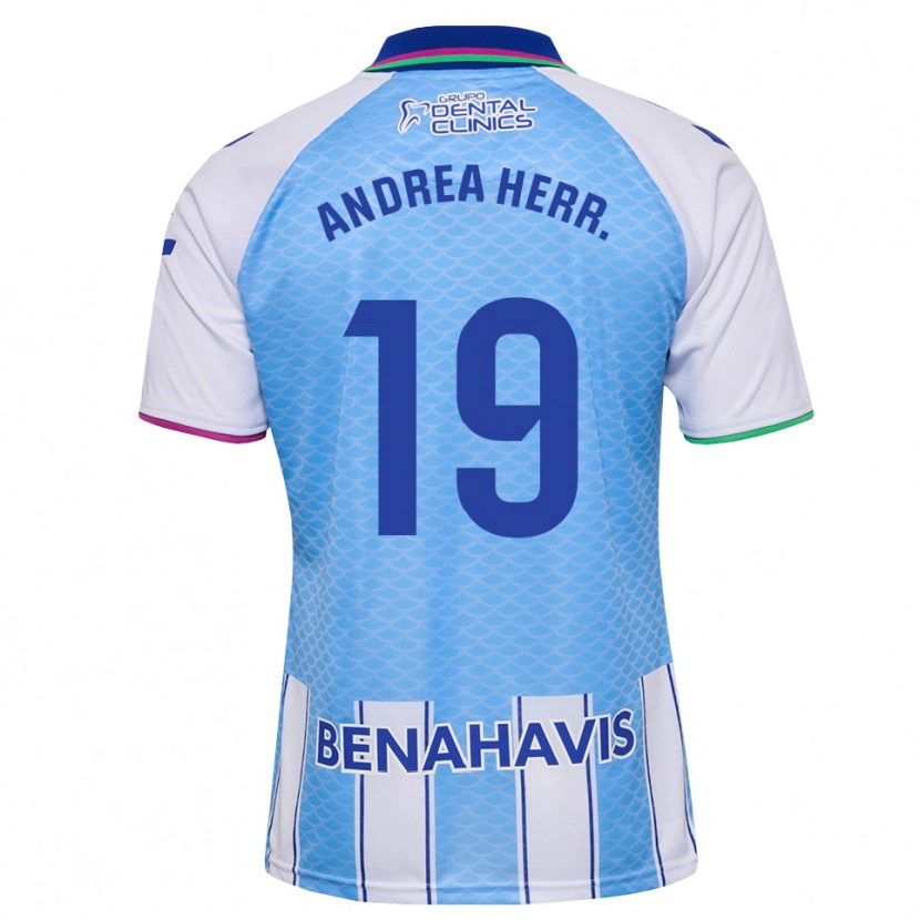 Danxen Hombre Camiseta Andrea Herrero Valiente #19 Azul Cielo Profundo Blanco 1ª Equipación 2026/27 La Camisa México