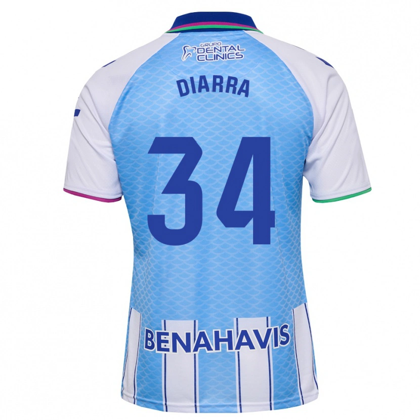 Danxen Hombre Camiseta Cherif Diarra #34 Azul Cielo Profundo Blanco 1ª Equipación 2026/27 La Camisa México