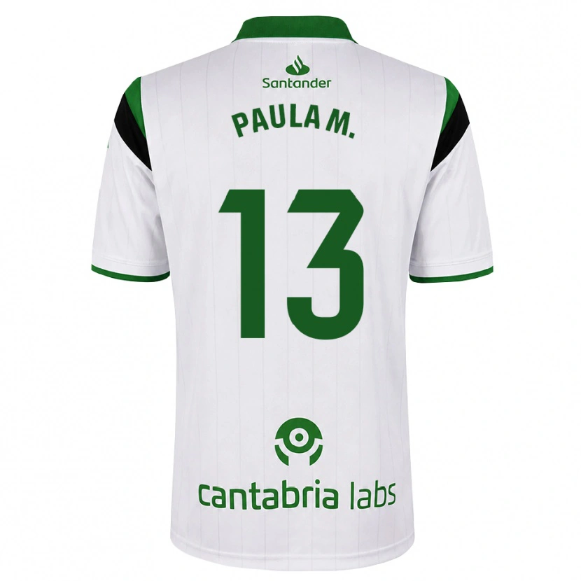 Danxen Hombre Camiseta Paula Muñoz Álvarez #13 Blanco Verde Negro 1ª Equipación 2026/27 La Camisa México