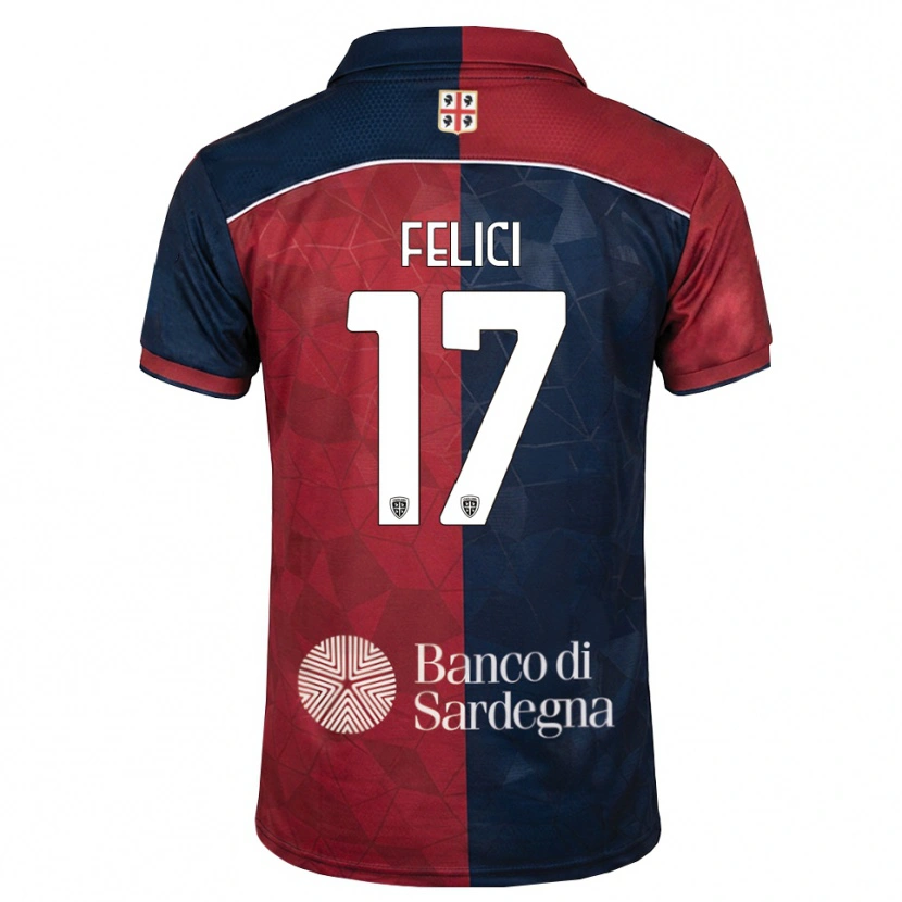 Danxen Hombre Camiseta Mattia Felici #17 Burdeos Azul Real 1ª Equipación 2026/27 La Camisa México