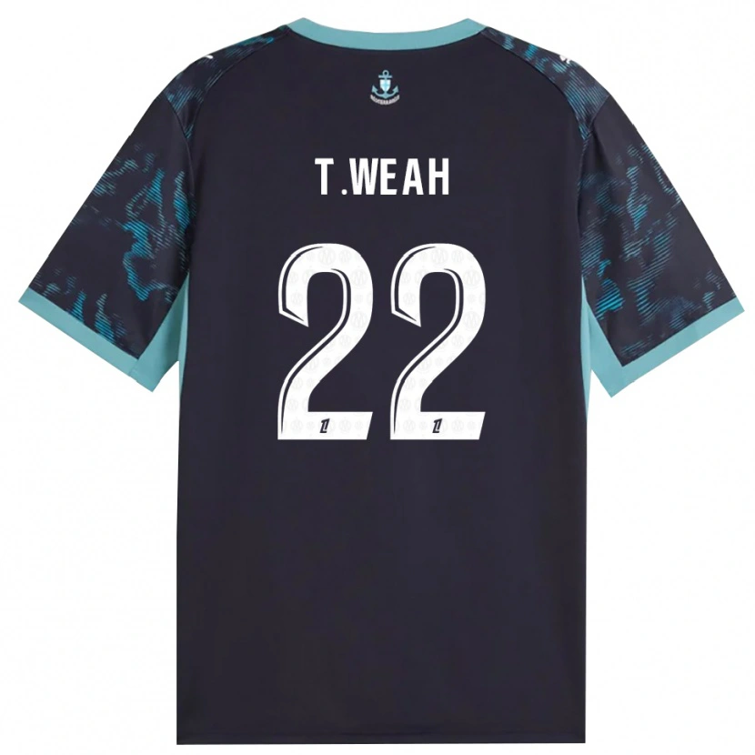 Danxen Hombre Camiseta Timothy Weah #22 Turquesa Pálido Blanco Negro 2ª Equipación 2026/27 La Camisa México