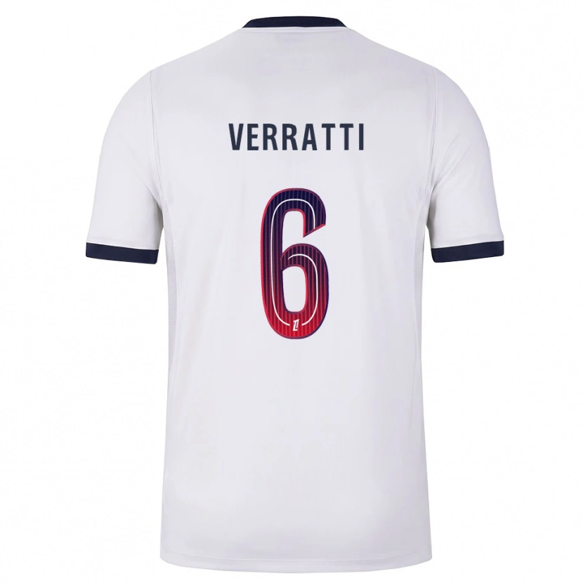 Danxen Hombre Camiseta Marco Verratti #6 Blanco Negro Rojo 2ª Equipación 2026/27 La Camisa México