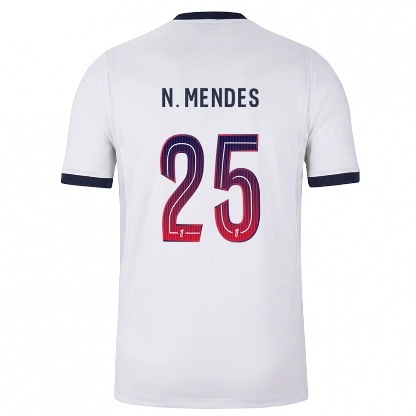 Danxen Hombre Camiseta Nuno Mendes #25 Blanco Negro Rojo 2ª Equipación 2026/27 La Camisa México