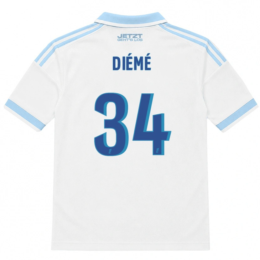 Danxen Hombre Camiseta Yaya Diémé #34 Azul Cielo Claro Blanco Rojo 2ª Equipación 2026/27 La Camisa México