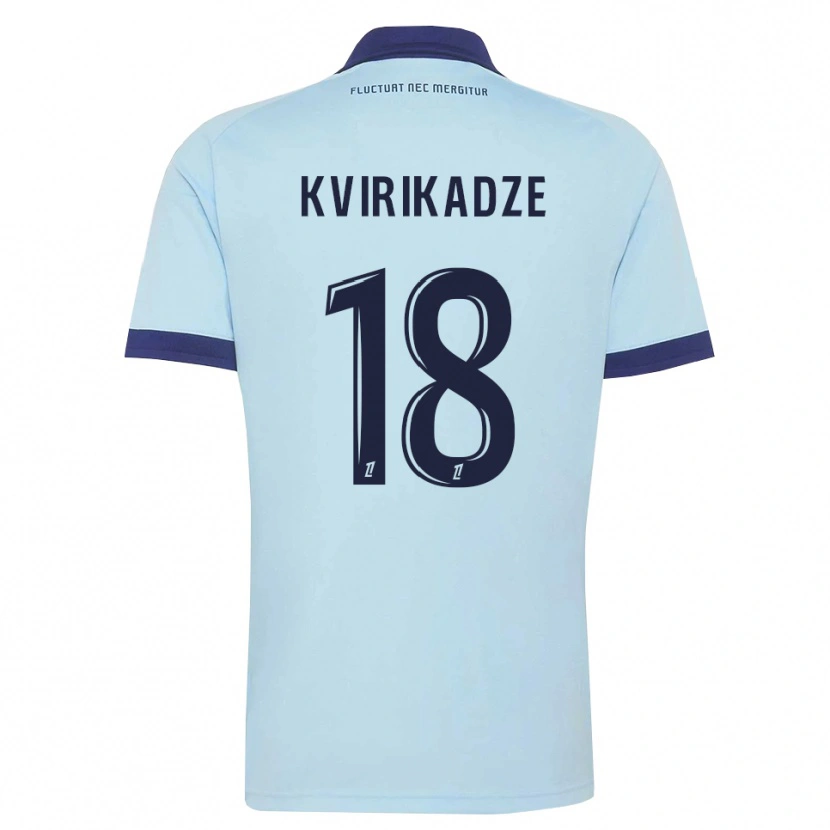 Danxen Hombre Camiseta Andria Kvirikadze #18 Azul Aciano Negro 2ª Equipación 2026/27 La Camisa México