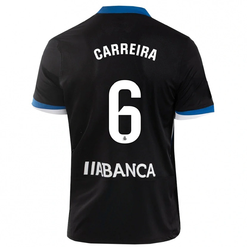 Danxen Hombre Camiseta David Carreira #6 Negro Azul Blanco 2ª Equipación 2026/27 La Camisa México