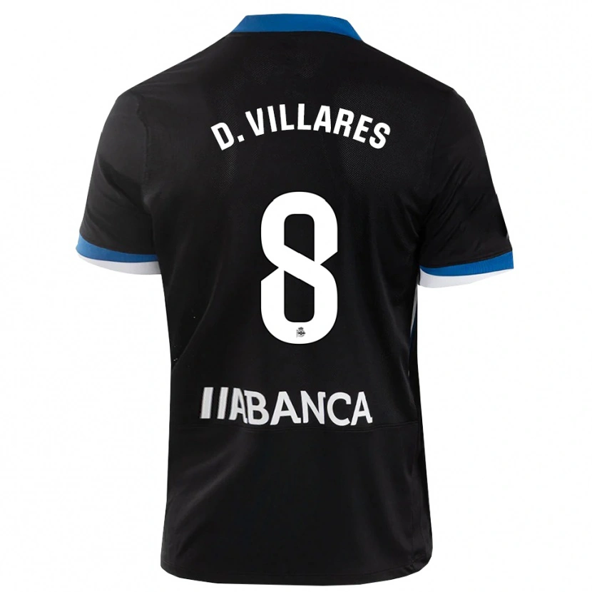 Danxen Hombre Camiseta Diego Villares #8 Negro Azul Blanco 2ª Equipación 2026/27 La Camisa México