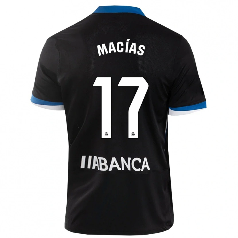 Danxen Hombre Camiseta Luisao Macías #17 Negro Azul Blanco 2ª Equipación 2026/27 La Camisa México