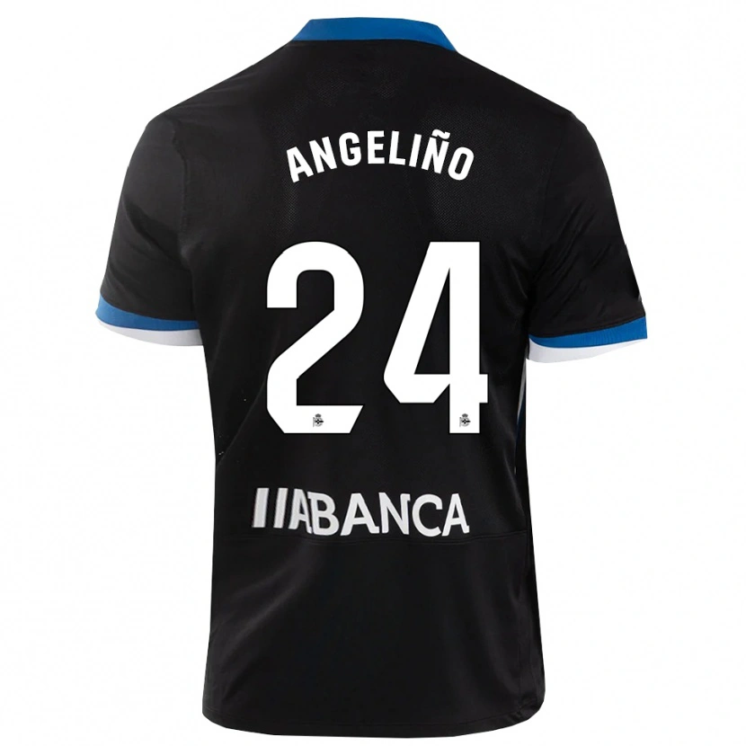 Danxen Hombre Camiseta Angeliño #24 Negro Azul Blanco 2ª Equipación 2026/27 La Camisa México