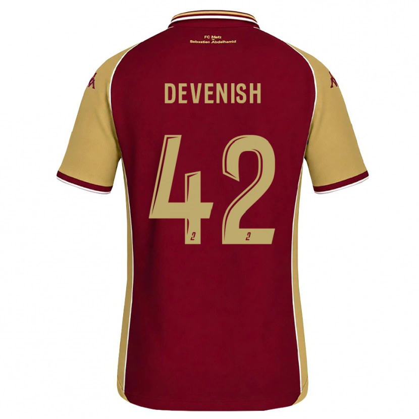 Danxen Mujer Camiseta Cristian Devenish #42 Dorado Rojo Oscuro 1ª Equipación 2026/27 La Camisa México