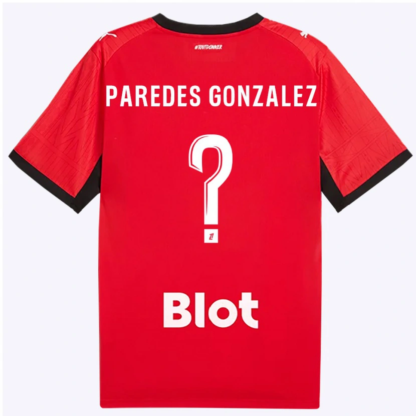 Danxen Mujer Camiseta Maxime Paredes Gonzalez #0 Rojo Negro Blanco 1ª Equipación 2026/27 La Camisa México