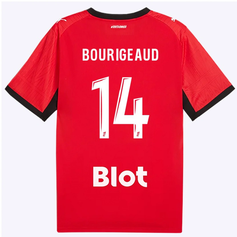Danxen Mujer Camiseta Benjamin Bourigeaud #14 Rojo Negro Blanco 1ª Equipación 2026/27 La Camisa México
