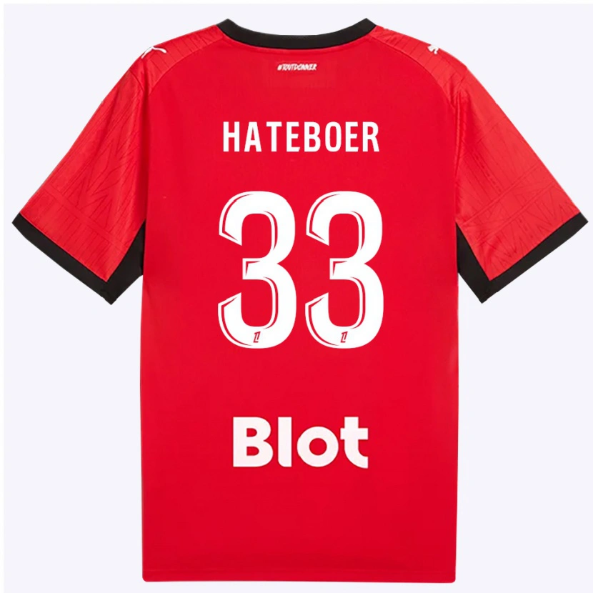 Danxen Mujer Camiseta Hans Hateboer #33 Rojo Negro Blanco 1ª Equipación 2026/27 La Camisa México