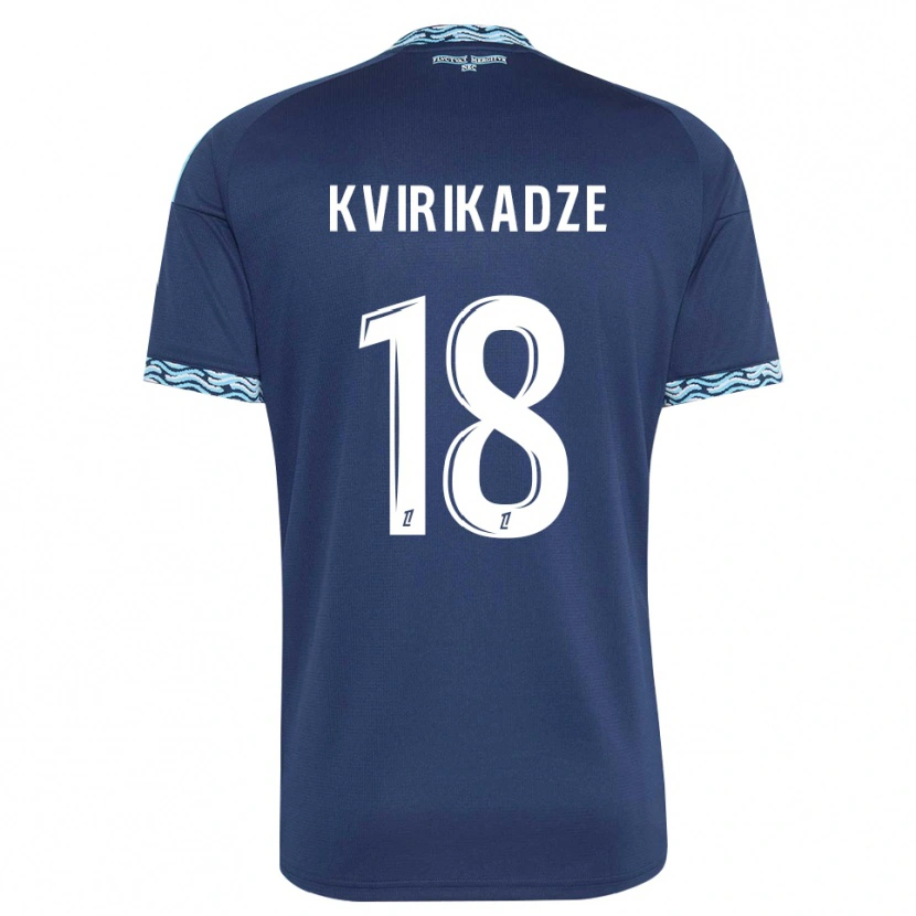Danxen Mujer Camiseta Andria Kvirikadze #18 Azul Acero Blanco 1ª Equipación 2026/27 La Camisa México