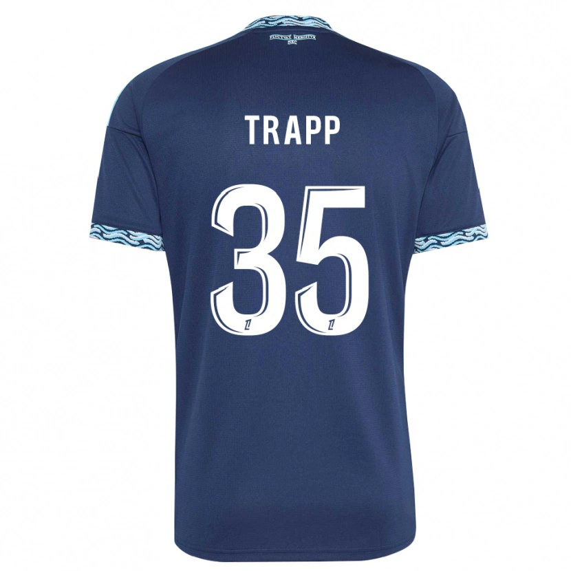 Danxen Mujer Camiseta Kevin Trapp #35 Azul Acero Blanco 1ª Equipación 2026/27 La Camisa México