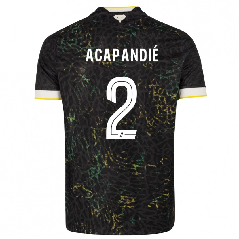 Danxen Mujer Camiseta Mathieu Acapandié #2 Negro Blanco Amarillo 2ª Equipación 2026/27 La Camisa México
