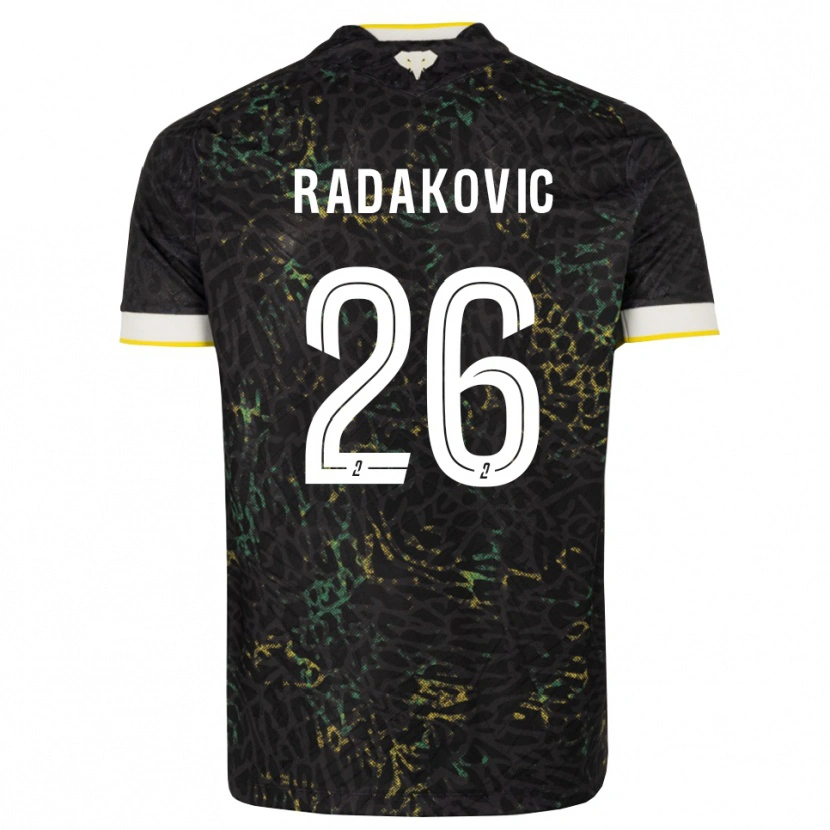 Danxen Mujer Camiseta Uros Radakovic #26 Negro Blanco Amarillo 2ª Equipación 2026/27 La Camisa México