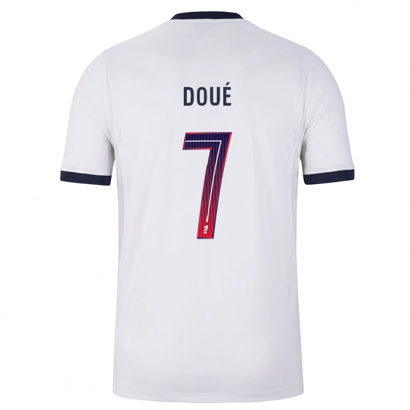 Danxen Mujer Camiseta Gueladan Doué #7 Blanco Negro Rojo 2ª Equipación 2026/27 La Camisa México