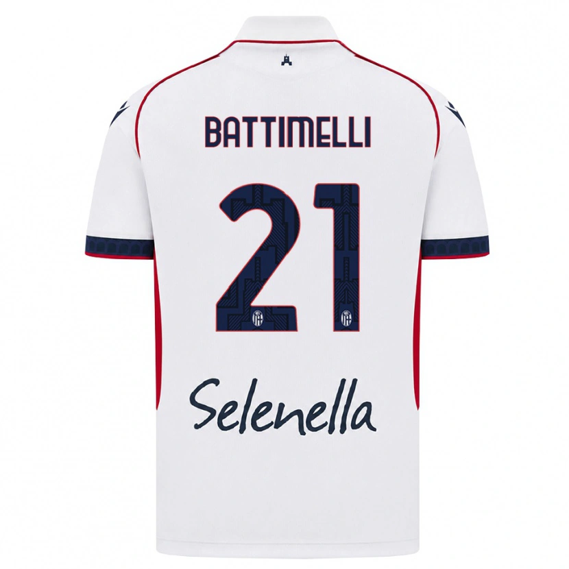 Danxen Mujer Camiseta Giuseppe Battimelli #21 Blanco Rojo Azul Real 2ª Equipación 2026/27 La Camisa México