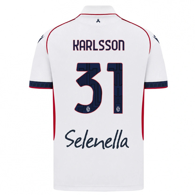 Danxen Mujer Camiseta Kazper Karlsson #31 Blanco Rojo Azul Real 2ª Equipación 2026/27 La Camisa México
