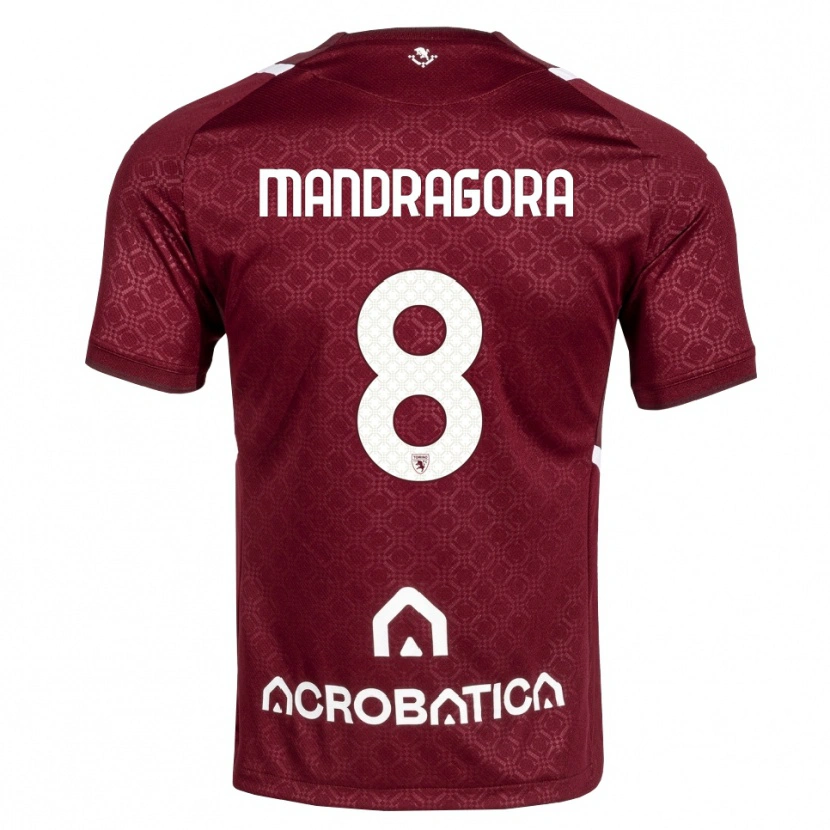 Danxen Niño Camiseta Rolando Mandragora #8 Burdeos Blanco 1ª Equipación 2026/27 La Camisa México