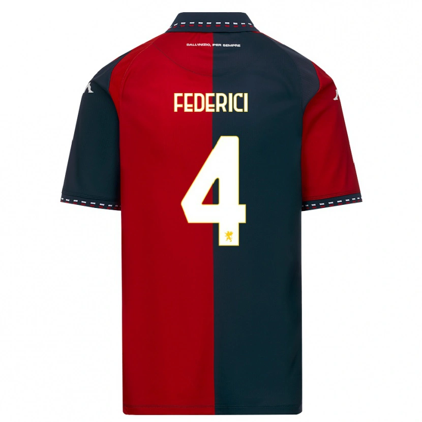 Danxen Niño Camiseta Matteo Federici #4 Rojo Negro Blanco 1ª Equipación 2026/27 La Camisa México