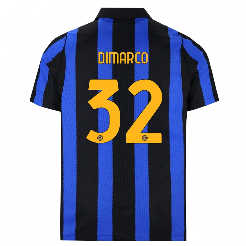 Danxen Niño Camiseta Federico Dimarco #32 Negro Azul Amarillo 1ª Equipación 2026/27 La Camisa México