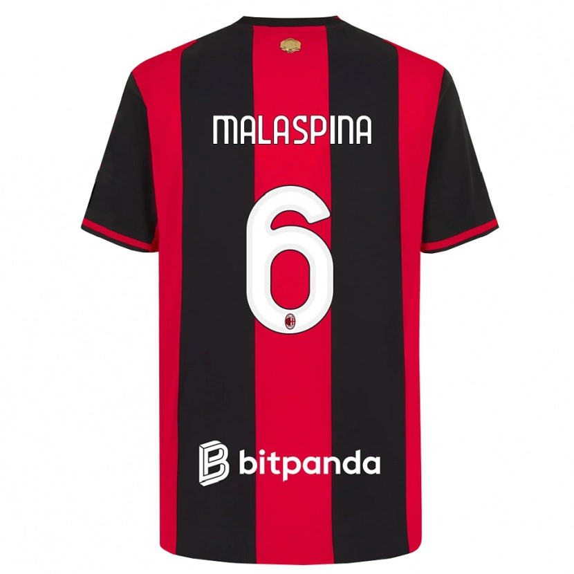 Danxen Niño Camiseta Mattia Malaspina #6 Rojo Negro Blanco 1ª Equipación 2026/27 La Camisa México