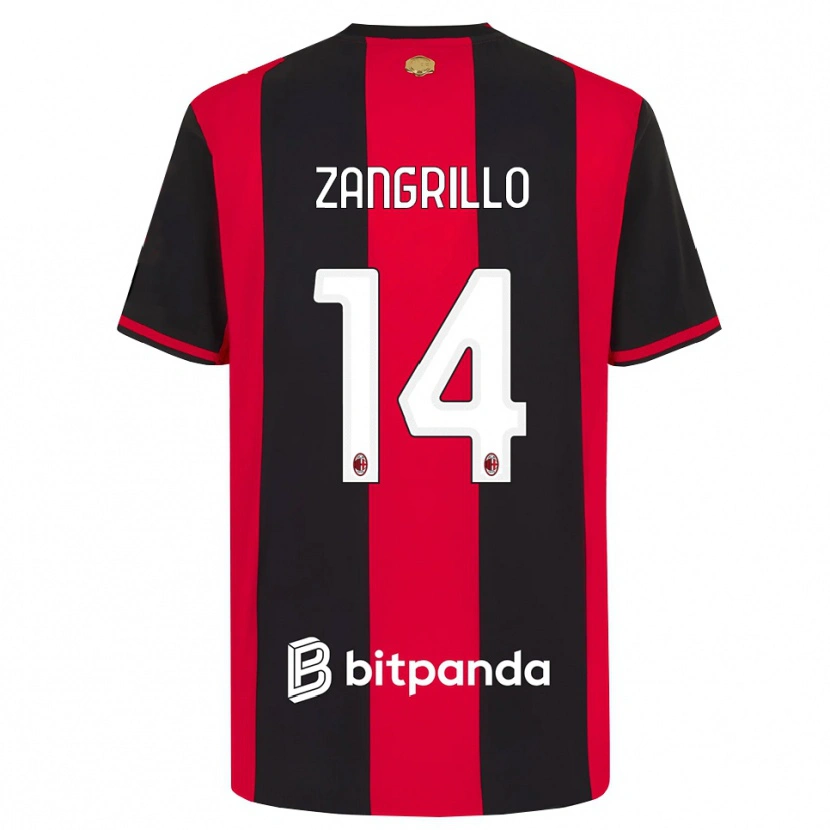Danxen Niño Camiseta Giacomo Zangrillo #14 Rojo Negro Blanco 1ª Equipación 2026/27 La Camisa México
