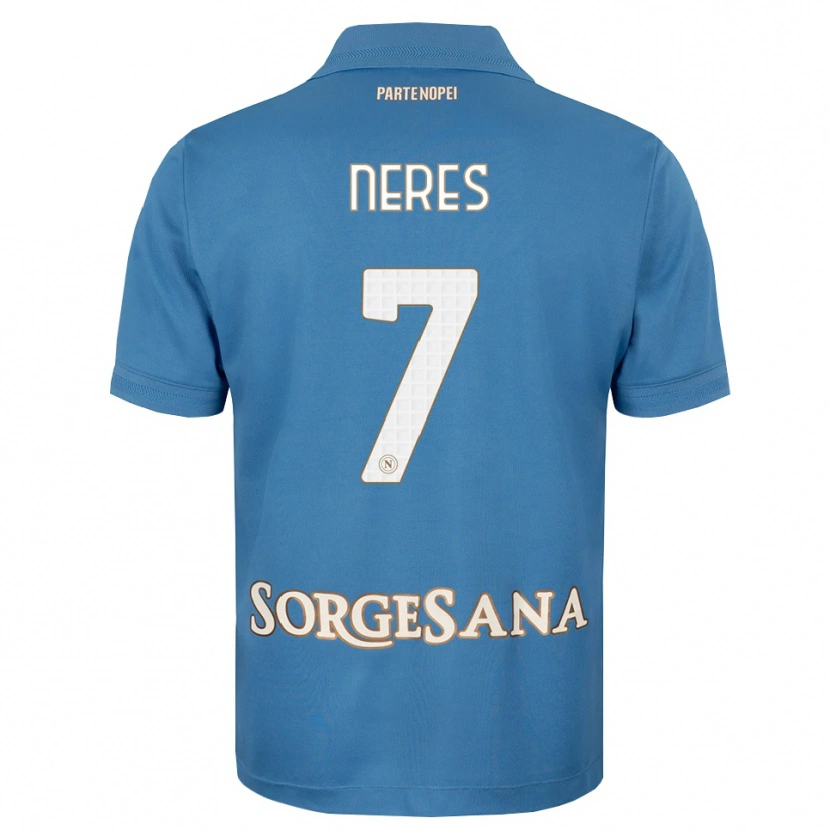 Danxen Niño Camiseta David Neres #7 Azul Neblina Blanco 1ª Equipación 2026/27 La Camisa México