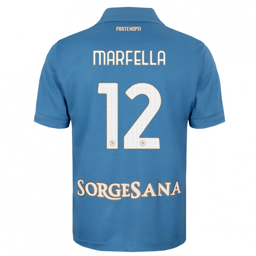 Danxen Niño Camiseta Davide Marfella #12 Azul Neblina Blanco 1ª Equipación 2026/27 La Camisa México