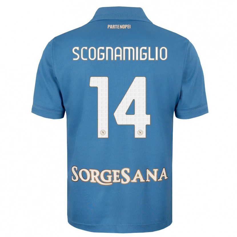 Danxen Niño Camiseta Fabio Scognamiglio #14 Azul Neblina Blanco 1ª Equipación 2026/27 La Camisa México